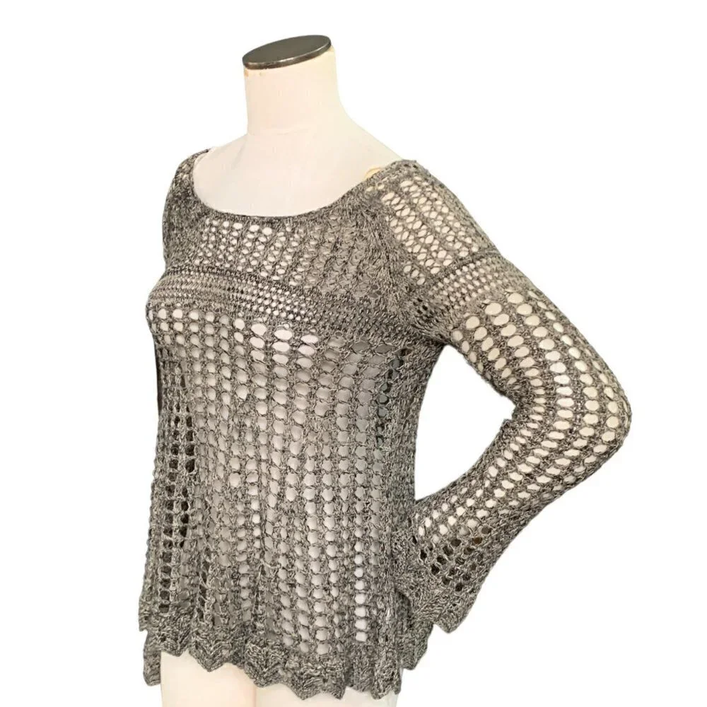Free People Annabelle Crochet Pullover‎ Top Beach Cover-up Sz S #136B
